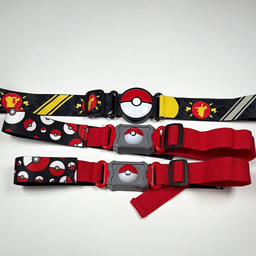 Pokemon Pikachu Boys Belt Lot of 3 Poké Ball Buckle Adjustable